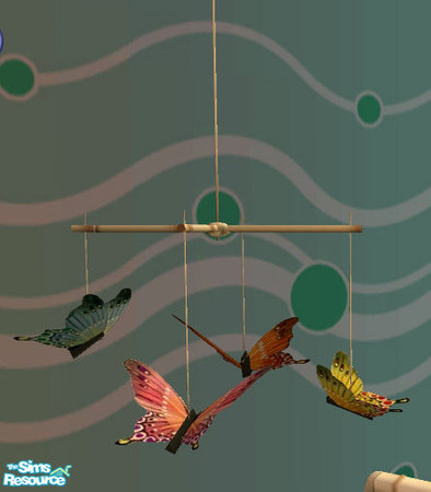 Sims 2 — Tiki Match Nursery - Mobile by Simaddict99 — Cute butterfly mobile, base uses Maxis \"The Tiki Lifestyle