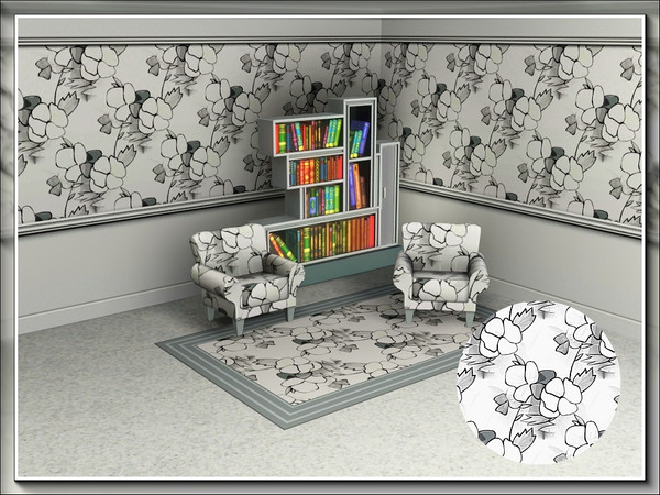 Sims 3 — marcorse_mono violets pattern by marcorse — This pattern features black and white line drawings of violets and
