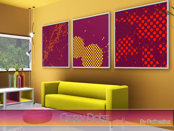 Sims 3 — Crazy Dots by TSR Archive — This set contains three sweet paintings! We hope you like them,please enjoy! 