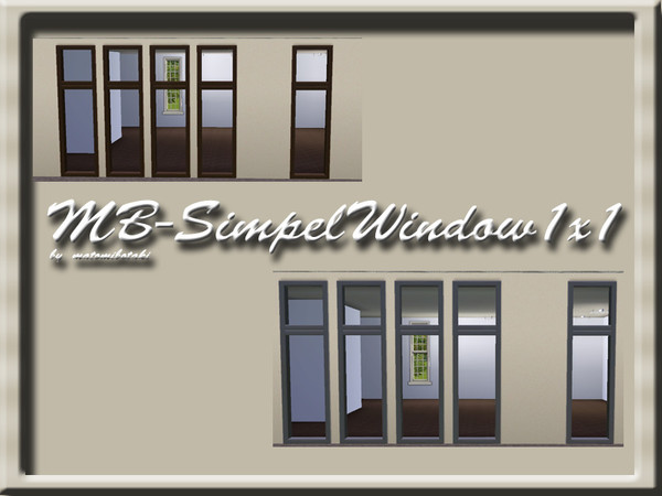 Sims 3 — MB-SimpleWindow1x1 by matomibotaki — MB-SimpleWindow1x1, long wall-high window mesh, recolorable, by