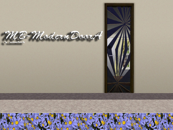 Sims 3 — MB-ModernDoorA by matomibotaki — MB-ModernDoorA, wall high modern door with glass and geometric pattern,