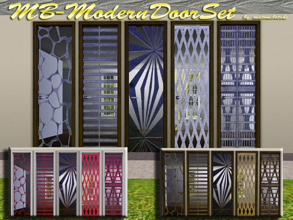 Sims 3 — MB-ModernDoorSet by matomibotaki — 5 modern doors in one set, each door with a different design, all doors are