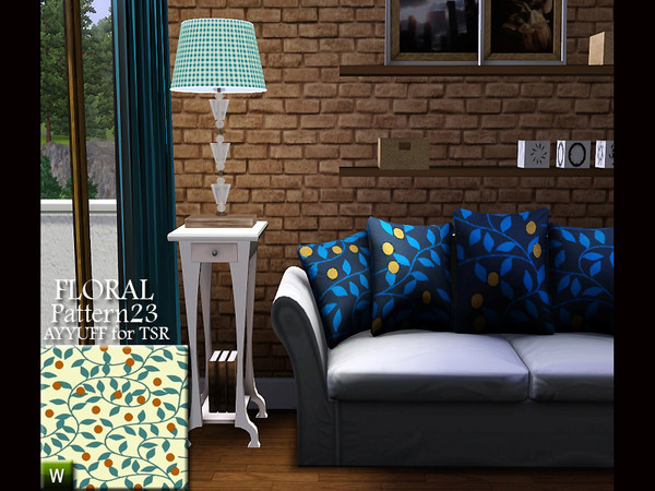 Sims 3 — Floral Pattern23 by ayyuff — recolorable floral pattern with 3 palettes