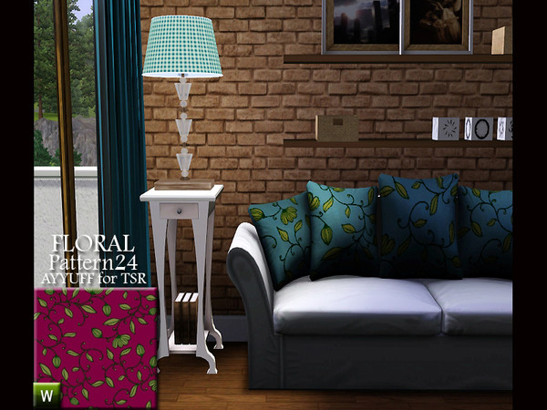 Sims 3 — Floral Pattern24 by ayyuff — recolorable floral pattern with 3 palettes
