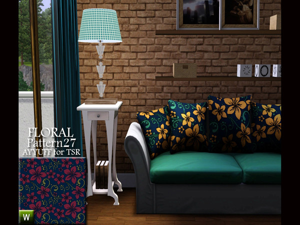 Sims 3 — Floral Pattern27 by ayyuff — recolorable floral pattern with 3 palettes