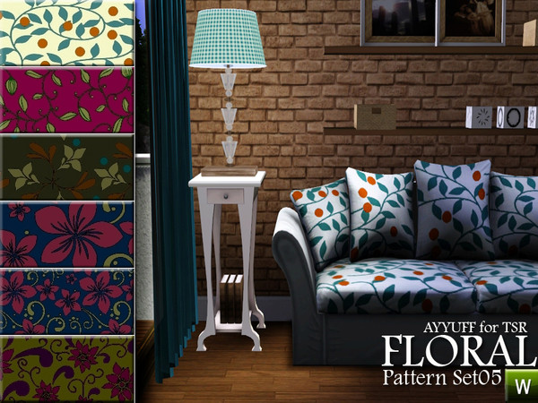 Sims 3 — Floral Pattern Set05 by ayyuff — 6 floral patterns