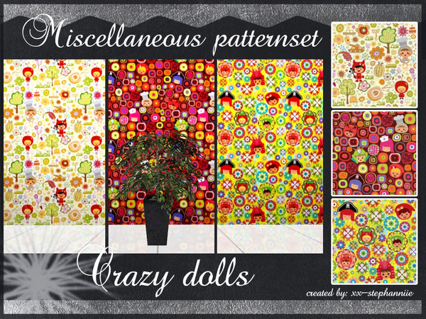 Sims 3 — Crazy Dolls Set by xx-stephanniie2 — 3 new doll patterns: - Colorfull doll pattern - Nature doll pattern -