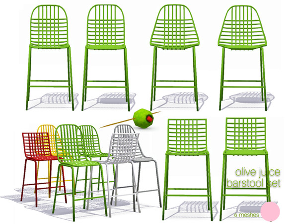Sims 3 — Olive Juice Bar Stool Set by DOT — Olive Juice Bar Stool Set. 6 Modern Metal Bar Stools with and without fabric