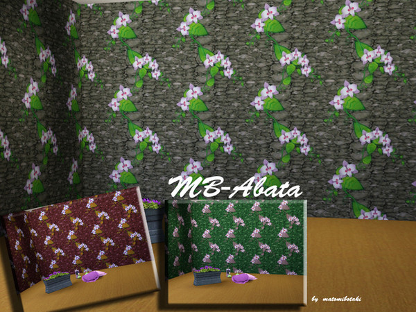 Sims 3 — MB-Abata by matomibotaki — Floral pattern with stones and 3 recolorable areas, to find under Theme, by