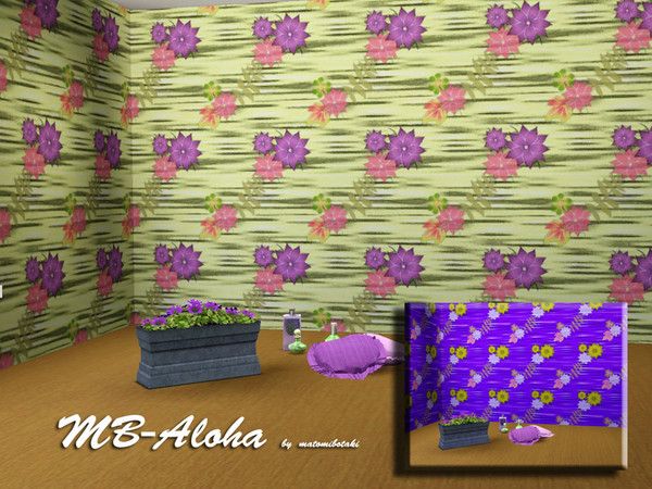 Sims 3 — MB-Aloha by matomibotaki — Floral pattern with 4 recolorable areas, to find under Theme, by matomibotaki.