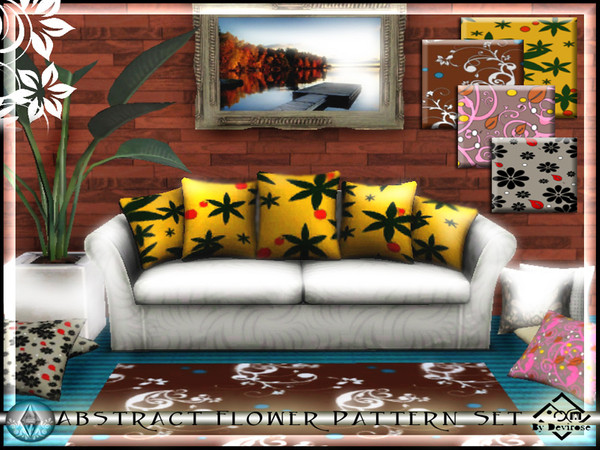 Sims 3 — Abstract Flower Set by Devirose — Pleasing texture and floral, with 3 levels of color each.--The compositions