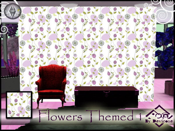 Sims 3 — Flowers Themed1 by Devirose — by Devirose-created using EA's 'Create a Pattern'.'-No need Expansion packs,base