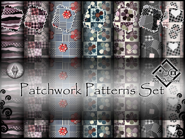 Sims 3 — Patchwork Patterns Set by Devirose — Sweet and intense patchwork patterns,for furniture or clothes, created