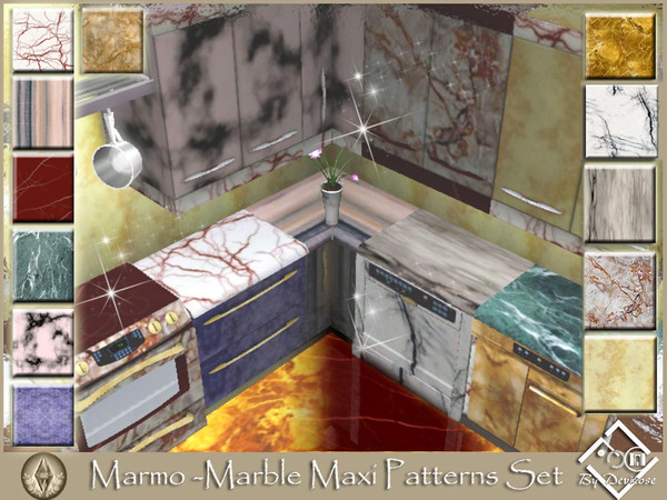 Sims 3 — Marmo-Marble Maxi Pattern Set by Devirose — Colored,black and white, old style or intense colors,marble for your