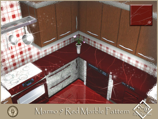 Sims 3 — Marmo 9 Red by Devirose — By Devirose, created using EA's 'Create a Pattern'.'-No need Expansion packs,base game