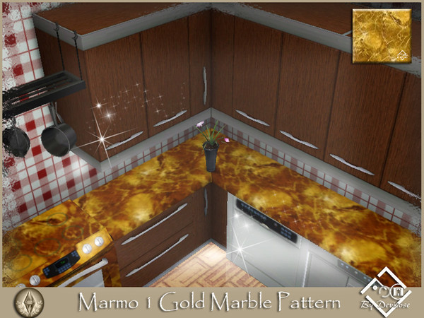 Sims 3 — Marmo 1 Gold by Devirose — by Devirose, created using EA's 'Create a Pattern'.'-No need Expansion packs,base