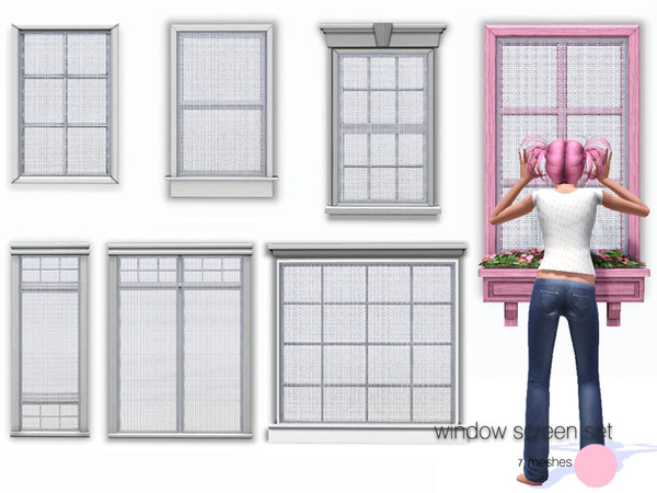 Sims 3 — Window Screen Set by DOT — Window Screen Set. Classic and Contemporary Design window screening, with a medal or
