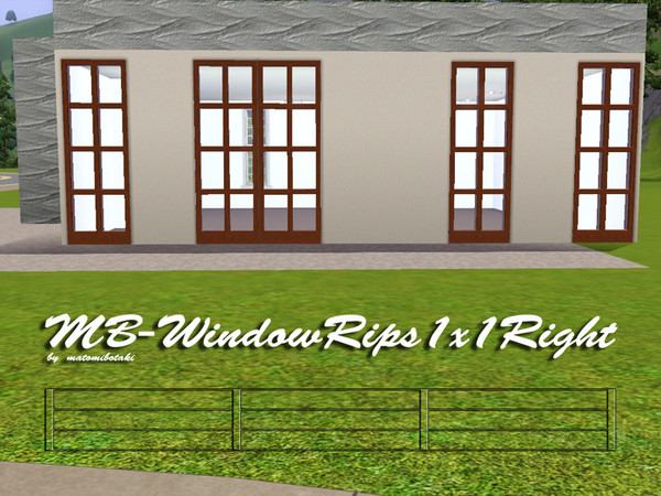 Sims 3 — MB-WindowRips1x1Right by matomibotaki — MB-WindowRips1x1Right, wall high add on window mesh, fits the