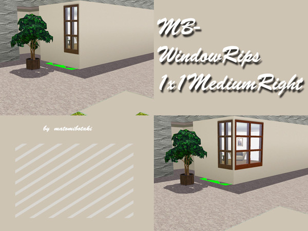 Sims 3 — MB-WindowRips1x1MediumRight by matomibotaki — MB-WindowRips1x1MediumRight, add on window mesh, fits the