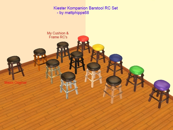 Sims 2 — Kiester Kompanion Barstool RC\'s by mattphipps68 — A collection of 5 cushion and 7 frame RC\'s of the Maxis