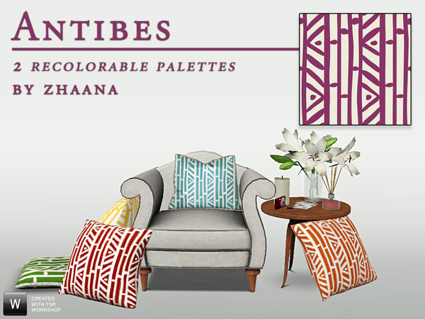 Sims 3 — Antibes by Zhaana — Something Ethnic and Breezy for your indoors or outdoors decor. Created in Illustrator.