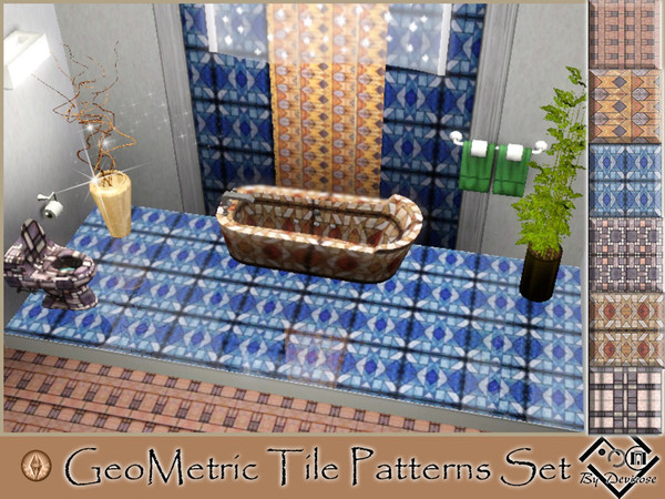 Sims 3 — Geometric Tile Patterns Set by Devirose — A fantastic set of geometric patterns tiles and material marble.Rich