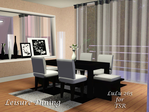 Sims 3 — Leisure Dining by Lulu265 — Modernize your Sims lives with this contemporary dining set. Fully recolourable.
