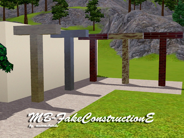 Sims 3 — MB-FakeConstructionE by matomibotaki — MB-FakeConstructionE, T-column with recolorable, new mesh, by