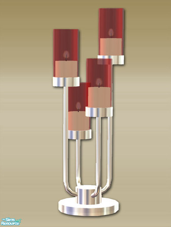 Sims 2 — 4 Way Chrome Candle - Master Mesh by Shakeshaft — Part of a set of modern candles with chrome bases and a glass
