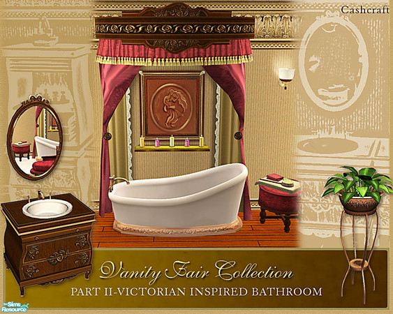 Sims 2 — Vanity Fair Bathroom by Cashcraft — Vanity Fair Collection Part II is a Victorian inspired bathroom. The