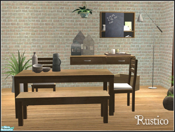 Sims 2 — Rustico dining by mirake — I tried to give a more rustic look to this set, don\'t know if it worked ;) There is
