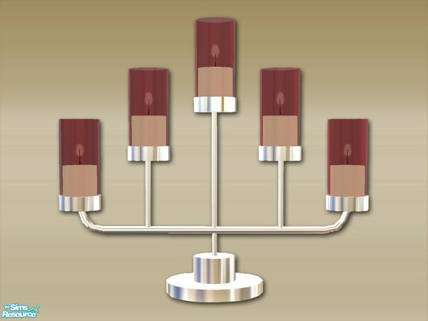 Sims 2 — Chrome Candle Long - Mesh by Shakeshaft — Part of a set of modern candles with chrome bases and a glass shade,
