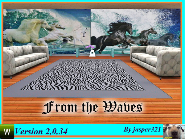 Sims 3 — From the Waves by jasper321 — A set of two large paintings (5 tiles wide, full wall) horses from the waves.