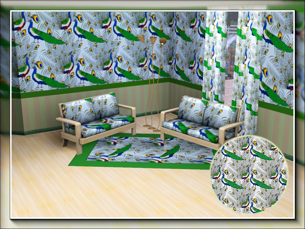 Sims 3 — marcorse_peacock pride pattern by marcorse — Two peacocks, one resting, the other proudly showing off the unique