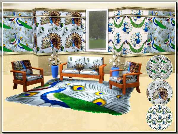 Sims 3 — marcorse_painted peacock pattern set by marcorse — A set of three patterns featuring the magnificent peacock and