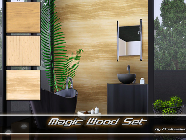 Sims 3 — Magic Wood Set by Pralinesims — This set contains three realistic patterns! They all have 3 recolourable areas!