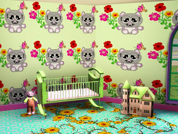 Sims 3 — Kitty 3 by torija07092 — Cute kitty with flowers for your baby'S or cat'S room.