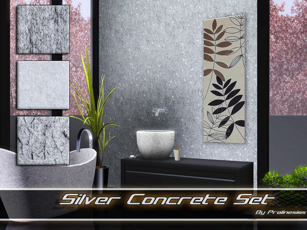 Sims 3 — Silver Concrete Set by TSR Archive — This set contains three concrete textures. They all have 3 recolourable