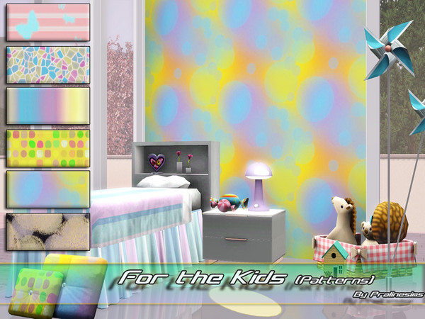 Sims 3 — For the Kids (Patterns) by TSR Archive — This set contains six cute colourful patterns for your sim-kiddies! We