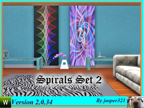 Sims 3 — Spirals Set 2 by jasper321 — A set of two tall paintings with a spiral theme.