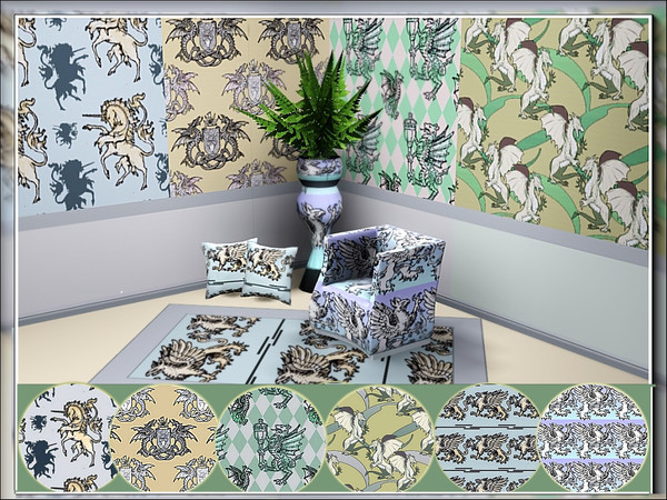 Sims 3 — marcorse_heraldic animals pattern set by marcorse — A set of 6 Themed patterns, each depicting an animal in