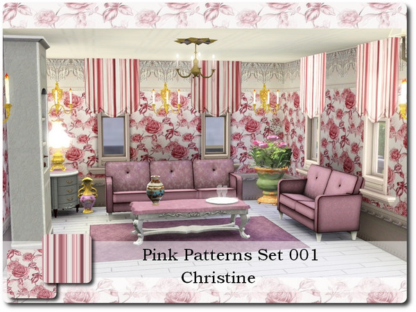 Sims 3 — Rose Pink Pattern Set Dv001 by cm_11778 — A new rose pink pattern set for your Sims.