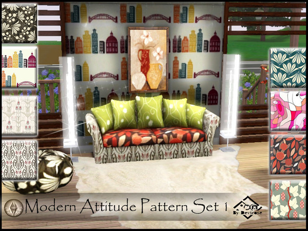 Sims 3 — Modern Attitude Patterns Set 1 by Devirose — A set of modern patterns and vibrant.(Check the Set 2 for