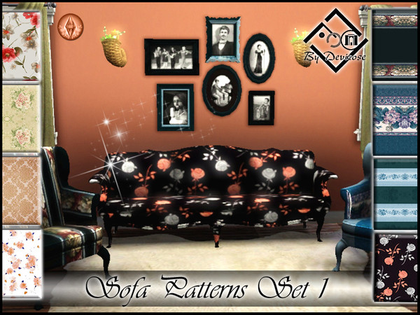 Sims 3 — Sofa Patterns Set 1 by Devirose — A set suitable for sofas and magnificent ancient tapestries.From vintage and