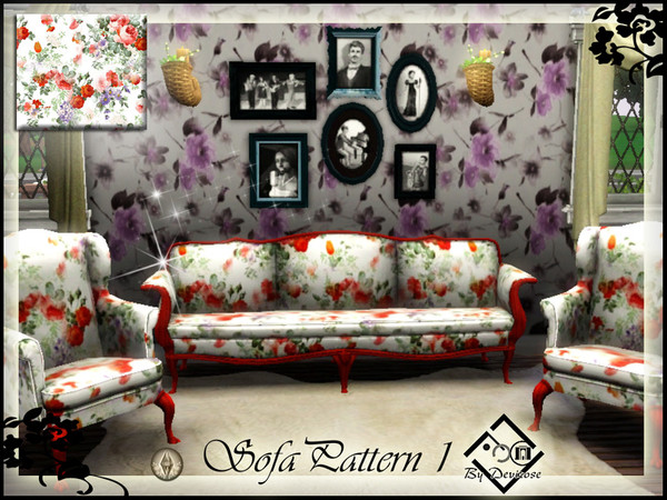 Sims 3 — SofaPatt1 by Devirose — By Devirose-created using EA's 'Create a Pattern'.'-No need Expansion packs,base game