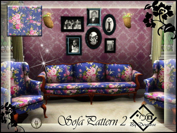 Sims 3 — SofaPatt2 by Devirose — By Devirose-created using EA's 'Create a Pattern'.'-No need Expansion packs,base game
