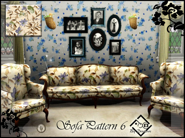 Sims 3 — SofaPatt6 by Devirose — By Devirose-created using EA's 'Create a Pattern'.'-No need Expansion packs,base game