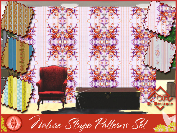 Sims 3 — Nature Stripe Patterns Set by Devirose — Lovely patterns for the sofa and living rooms,clothes and every you