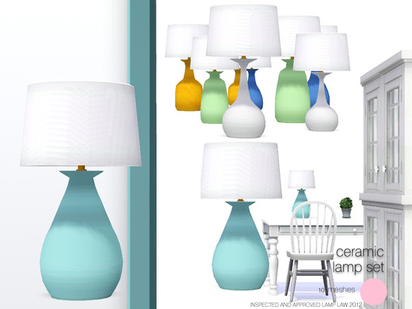 Sims 3 — Ceramic Lamp Set by DOT — Ceramic Lamp Set. Classic and Contemporary Design Lighting, with a ceramic base, under