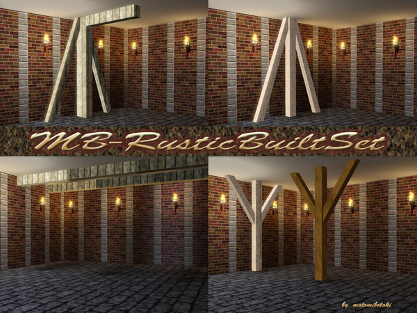 Sims 3 — MB-RusticBuiltSet by matomibotaki — MB-RusticBuiltSet with 4 new meshes, all recolorable, can be used as columns